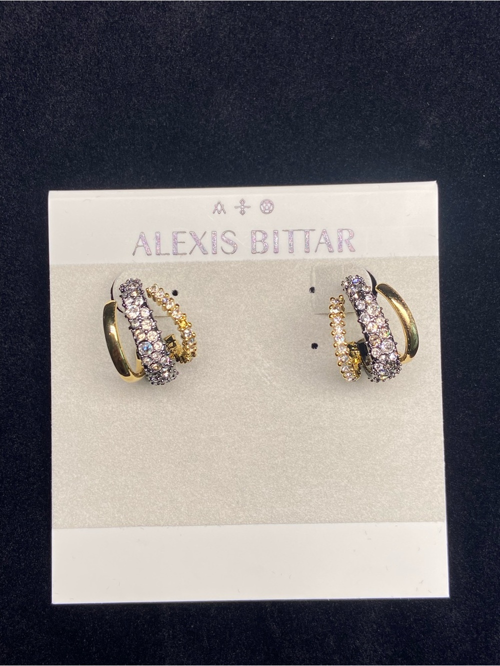 Alexis Bittar Gold Pave Crystal Triple-Row Hoop Earrings